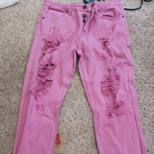 Pink ripped jeans